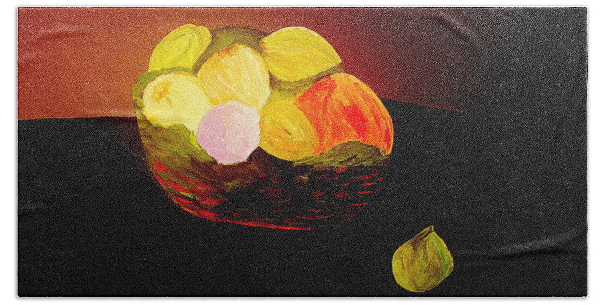 Still Life France Fruit Baskets Impressionism Monet Beach Sheet featuring the painting Still Life Late At Night by Bill OConnor