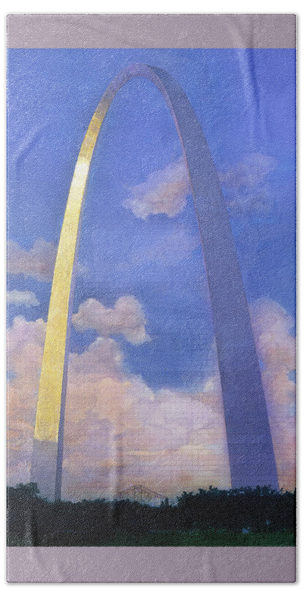 St.louis Beach Sheet featuring the mixed media St.Louis Gateway Arch by John Dyess