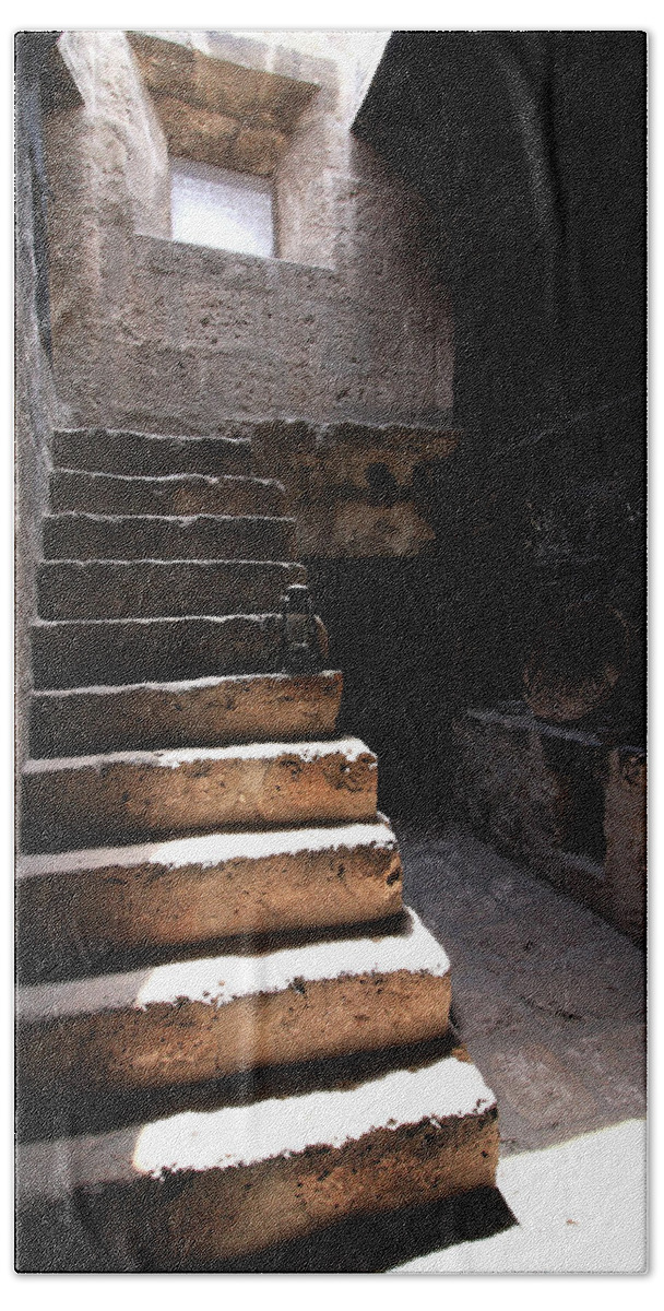 Santa Catalina Monastery Beach Sheet featuring the photograph Stone Stairs At Santa Catalina Monastery by Aidan Moran
