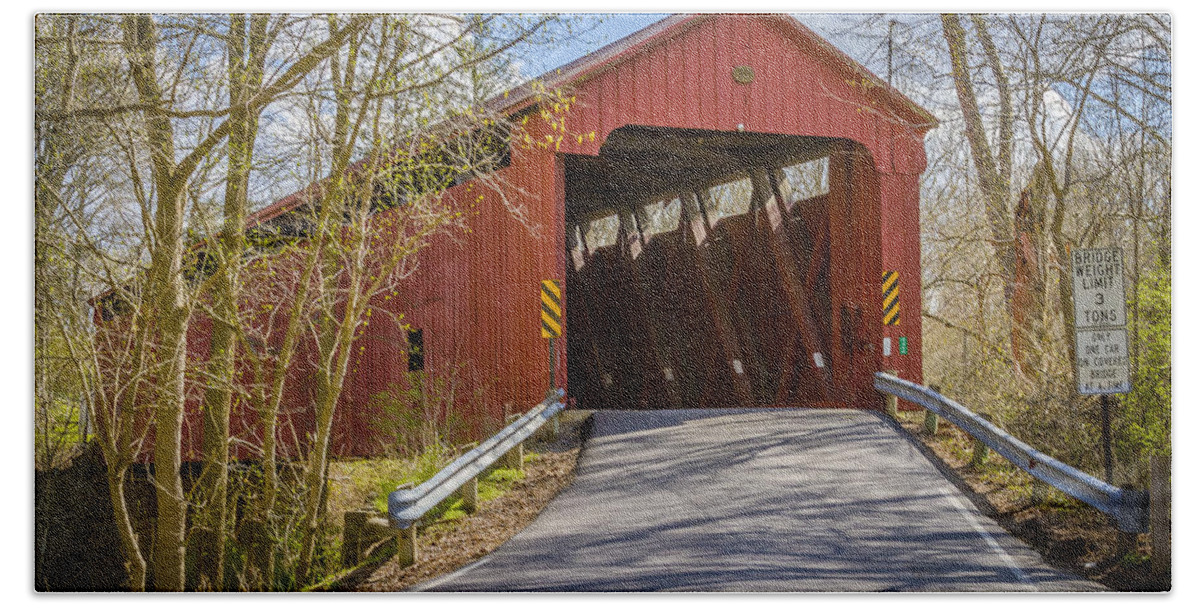 America Beach Towel featuring the photograph Stonelick Covered Bridge by Jack R Perry
