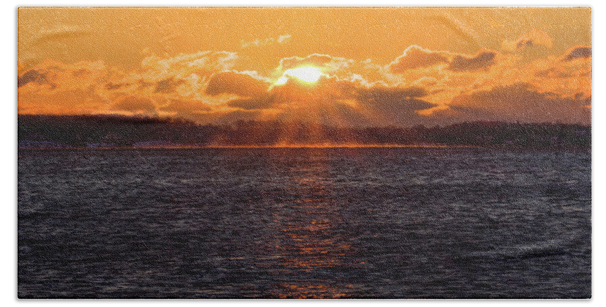 Stonington Point Beach Towel featuring the photograph Stonington Point Sunrise by Kirkodd Photography Of New England