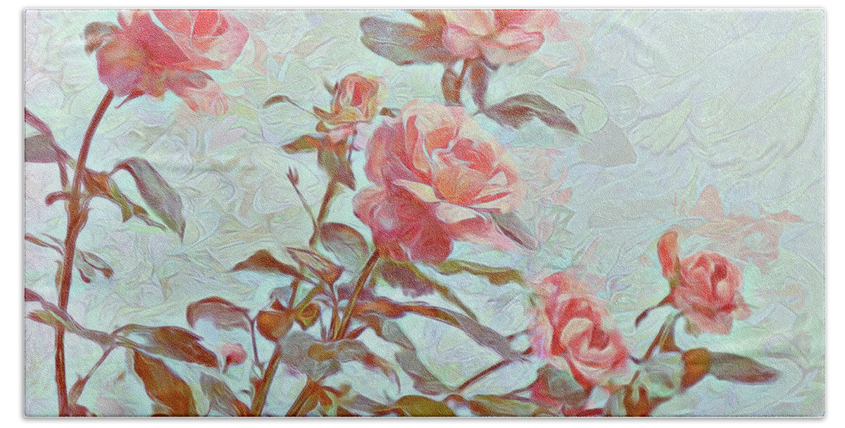Rose Beach Towel featuring the digital art Stop to Smell the Roses by Bonnie Willis