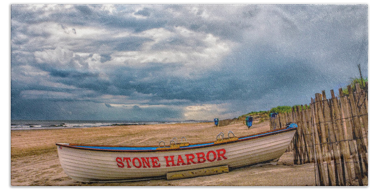 Atantic Coast Beach Sheet featuring the photograph Storm Clouds in Stone Harbor by Nick Zelinsky Jr