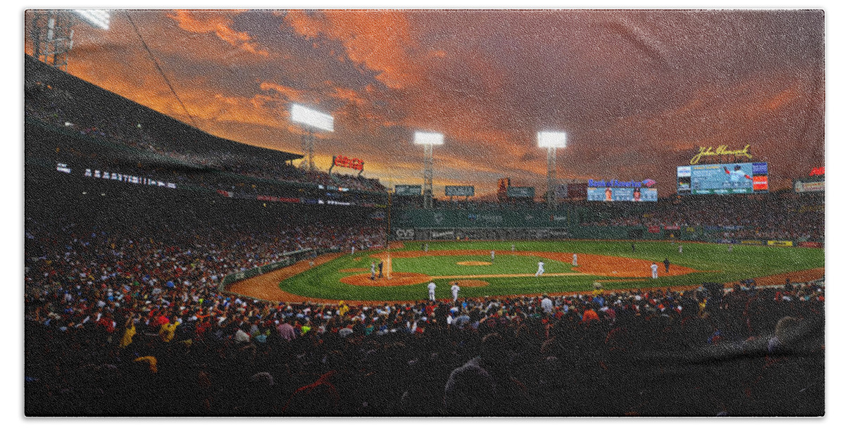 Boston Beach Sheet featuring the photograph Storm clouds over Fenway Park by Toby McGuire
