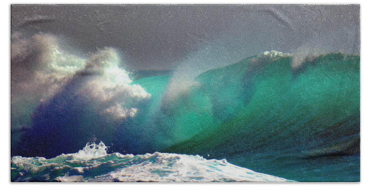 Wave Beach Sheet featuring the photograph Storm Wave by Lori Seaman