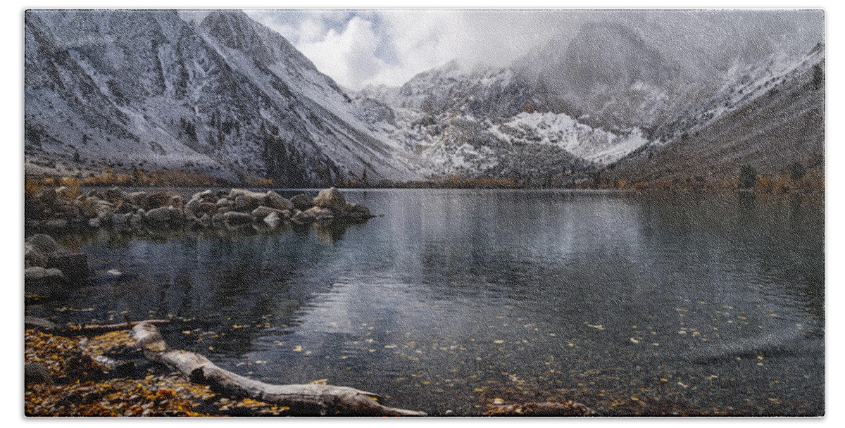 Lake Beach Sheet featuring the photograph Stormy Convict Lake by Cat Connor