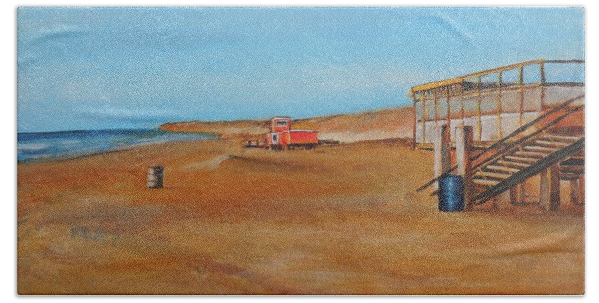 Strand Beach Towel featuring the painting Strand Callantsoog by Cami Lee