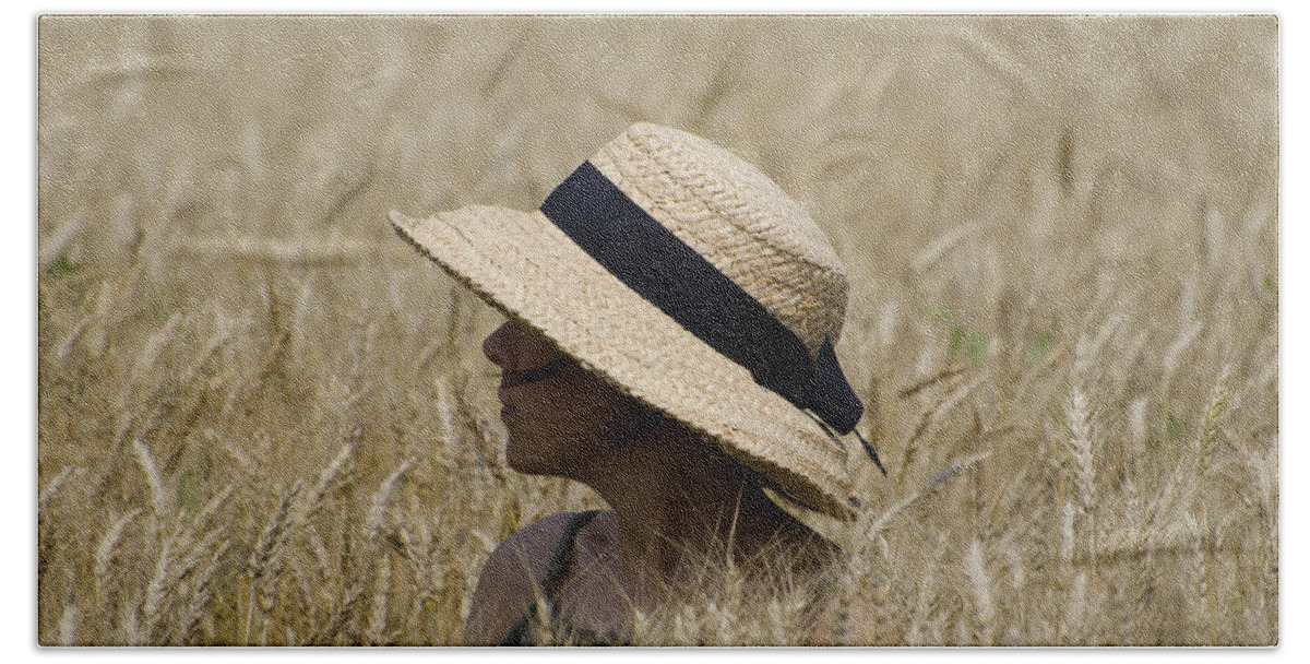 Woman Beach Towel featuring the photograph Straw hat by Mats Silvan