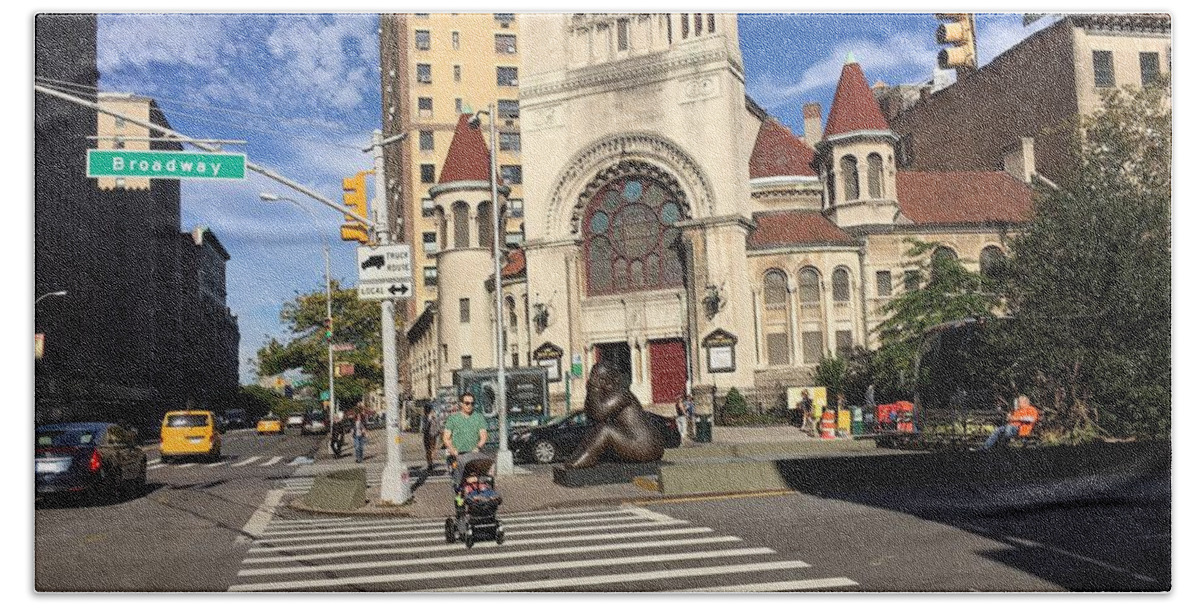 New York Beach Towel featuring the photograph Street Crossing by Val Oconnor