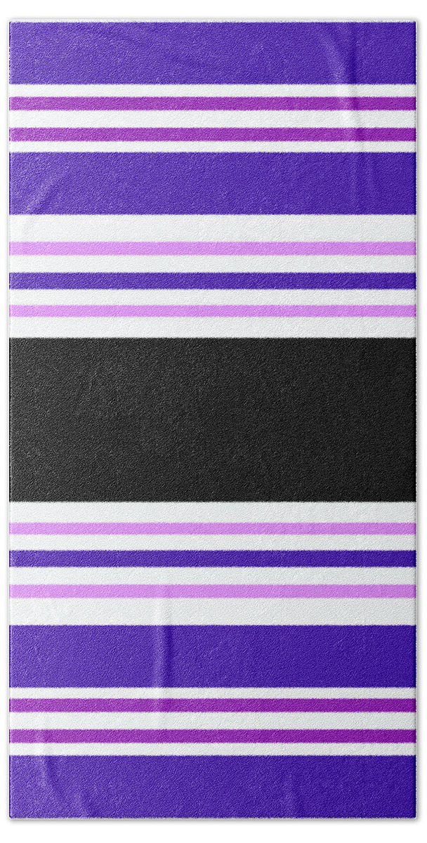 Modern Beach Sheet featuring the digital art Stripe It Purple In Balance by Joy Watson