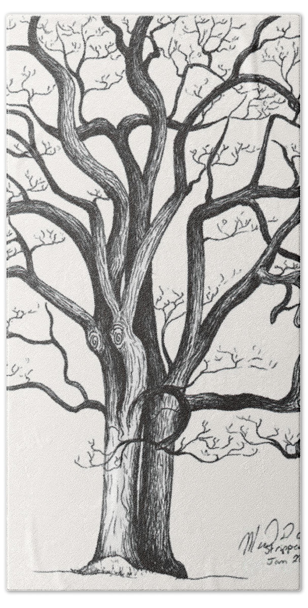Tree Beach Sheet featuring the drawing Stripped Bare by Melinda Dare Benfield