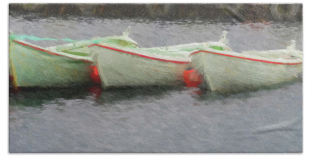 Iceland Beach Towel featuring the photograph Stykkisholmur Rowboats by Tom Singleton