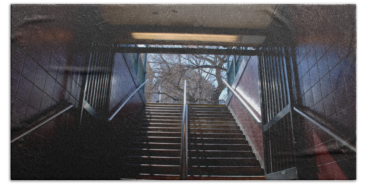Pop Art Beach Towel featuring the photograph Subway Stairs To Freedom by Rob Hans