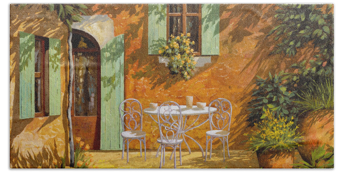 Quiete Beach Towel featuring the painting Sul Patio by Guido Borelli