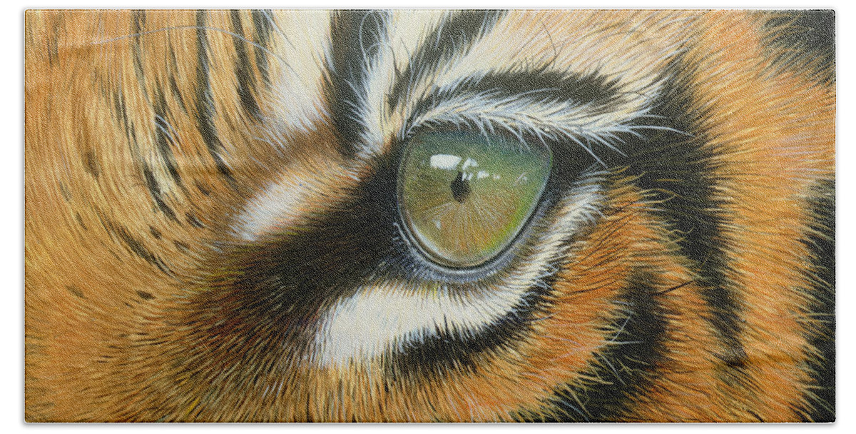 Tiger Beach Sheet featuring the painting Sumatra by Mike Brown