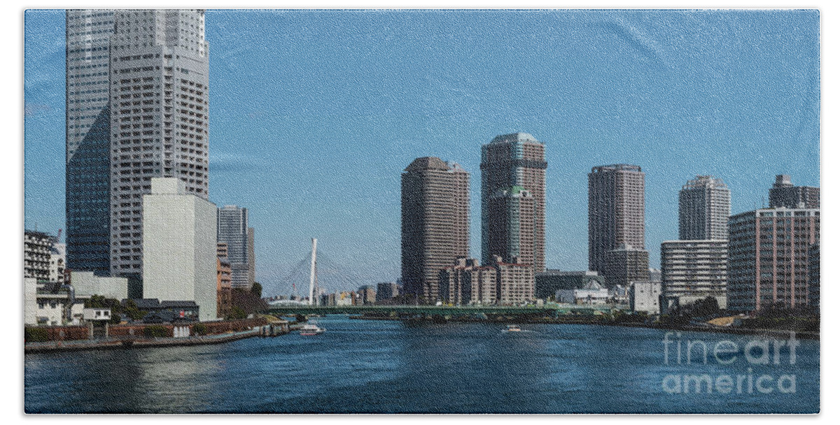River Beach Towel featuring the photograph Sumida River High Rise, Tokyo Japan 2 by Perry Rodriguez