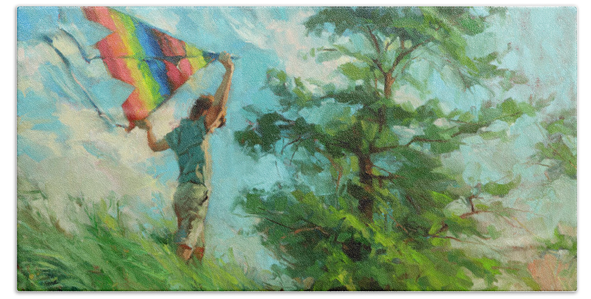 Boy Beach Towel featuring the painting Summer Breeze by Steve Henderson
