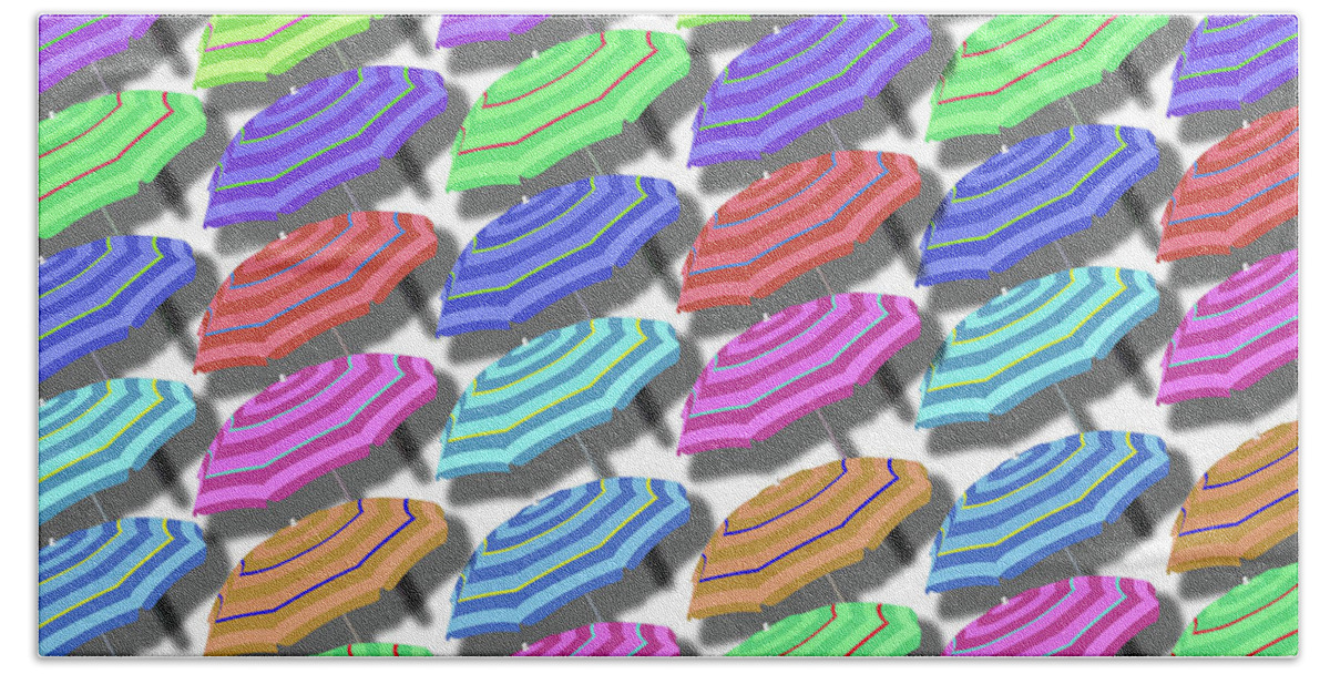 Summer Beach Towel featuring the digital art Summer Fun Beach Umbrellas Pattern by Edward Fielding