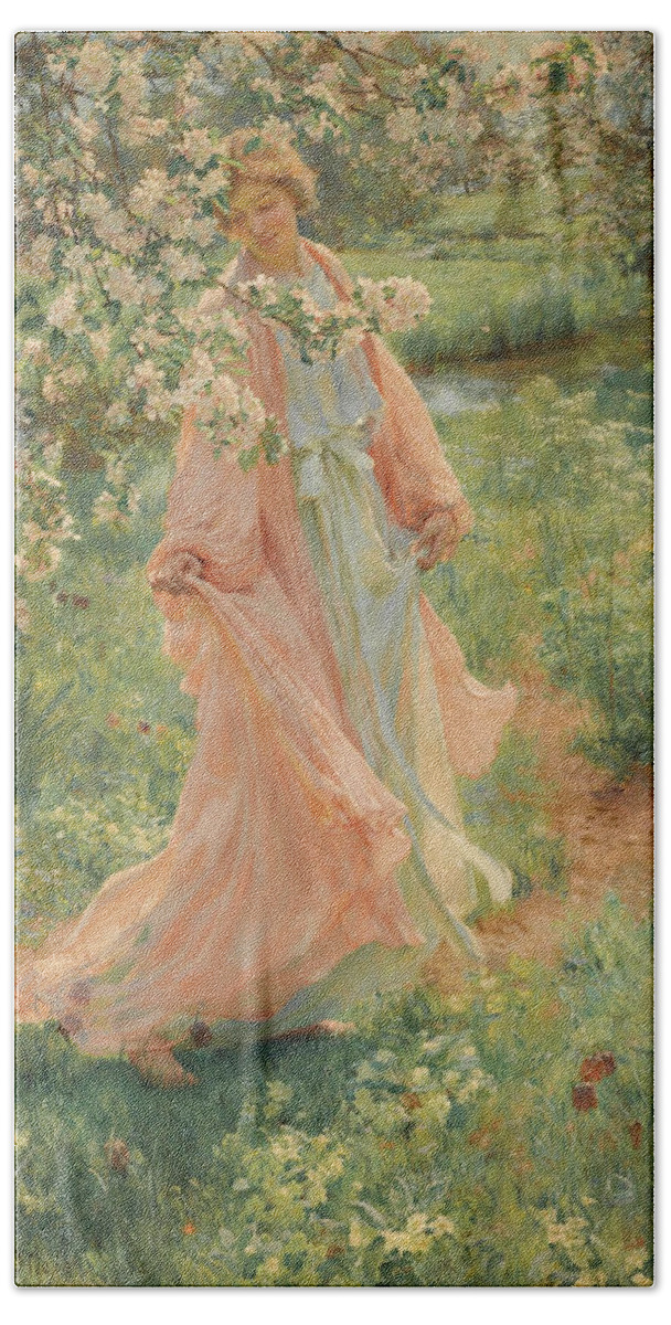 Herbert Arnould Olivier (summer Has Come In) 1902 Beach Towel featuring the painting Summer Has Come by MotionAge Designs