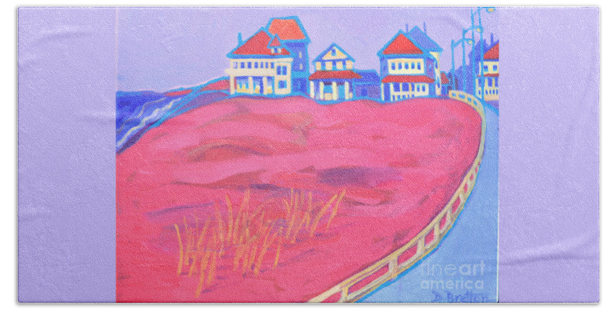 Beach Beach Towel featuring the painting Summer Porches Hampton Beach by Debra Bretton Robinson