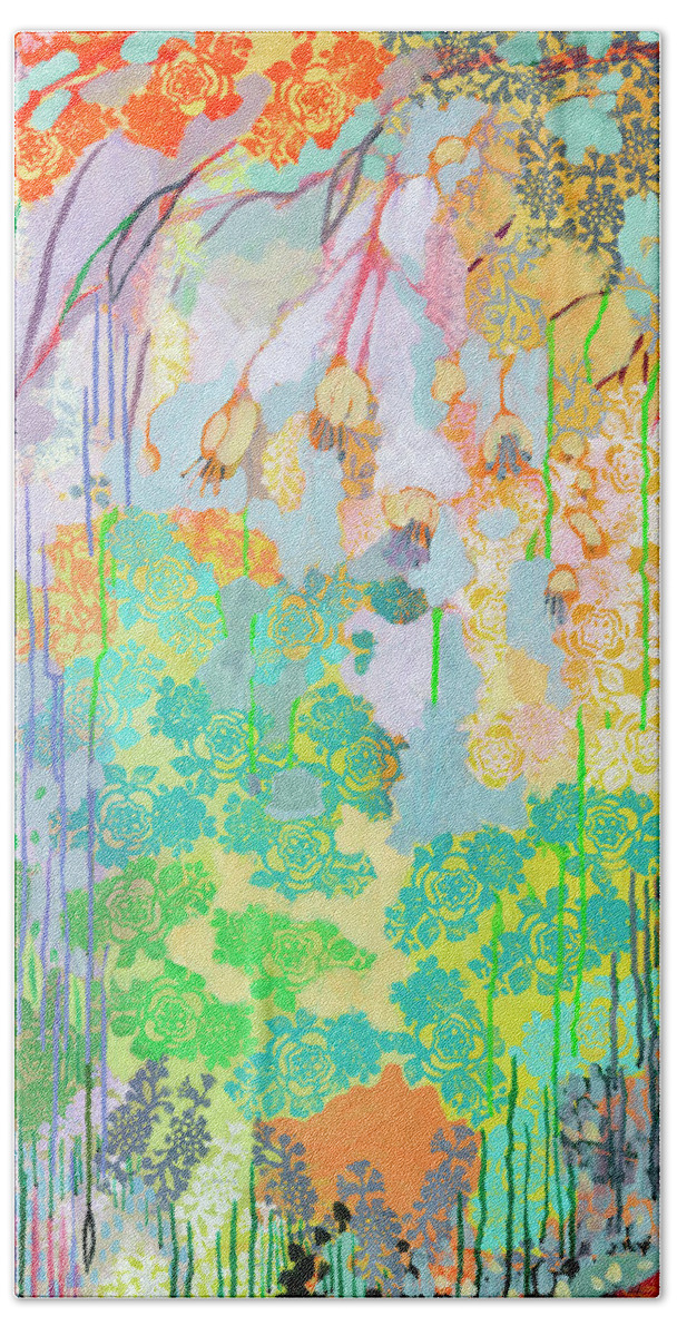 Tree Beach Towel featuring the painting Summer Rain Part 2 by Jennifer Lommers