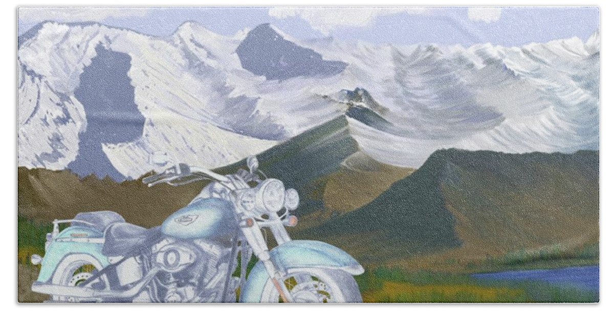 Motorcycle Beach Sheet featuring the drawing Summer Ride by Terry Frederick