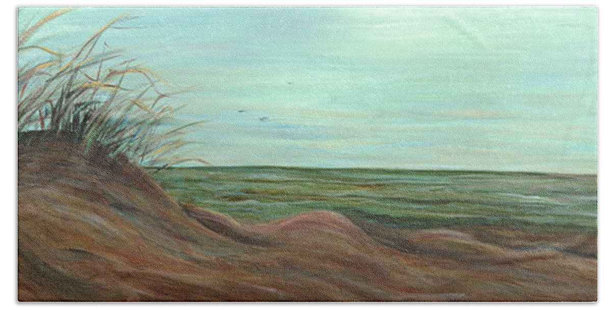 Summer Beach Towel featuring the painting Summer Sand Dunes by Nadine Rippelmeyer
