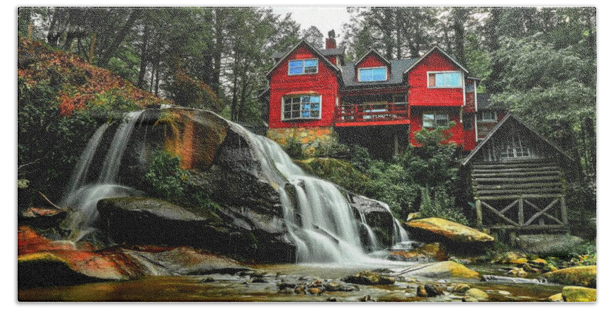 Living Waters Ministry Beach Towel featuring the photograph Summer Time at Living Waters Ministry and Shoals Creek Falls by Carol Montoya