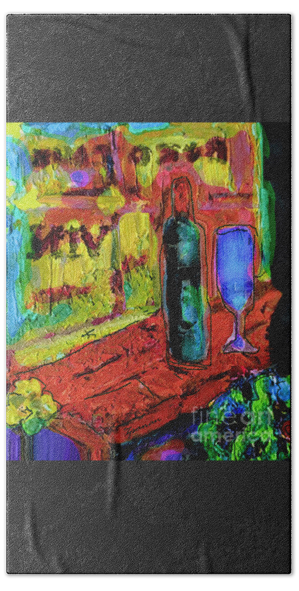 Original Art Beach Towel featuring the painting Summer Wine by Zsanan Studio