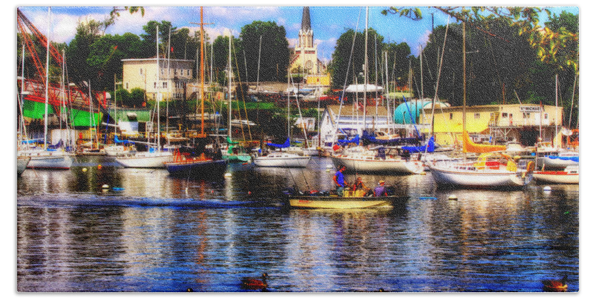 Mamaroneck Beach Towel featuring the photograph Summertime On The Harbor by Aurelio Zucco
