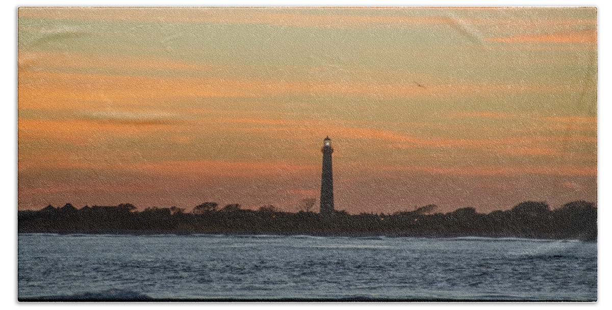 Sun Beach Towel featuring the photograph Sun Dreanched Skies at Cape May Lighthouse by Bill Cannon