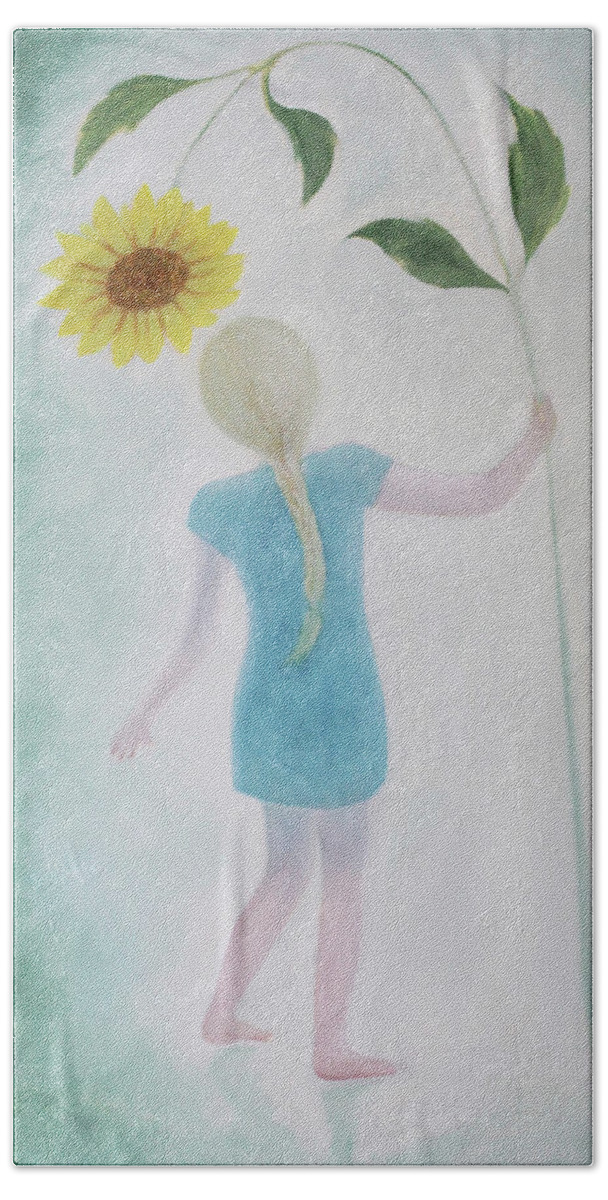 Sun Flower Beach Sheet featuring the painting Sun Flower Dance by Tone Aanderaa