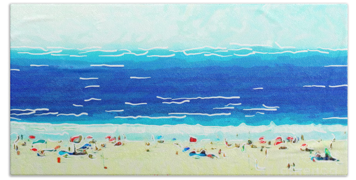 Sydney Beach Towel featuring the painting Sunday at Bondi by Chris Armytage