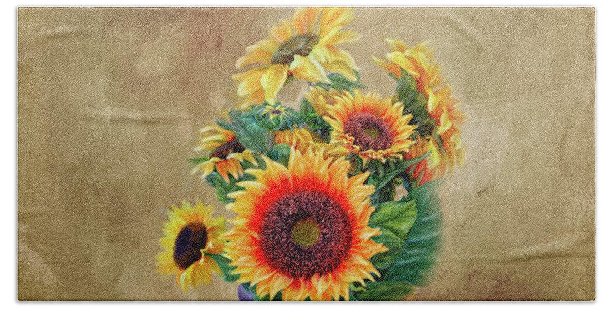 Sundflower Bouqet Beach Sheet featuring the photograph Sunflower Bouqet by Mary Timman