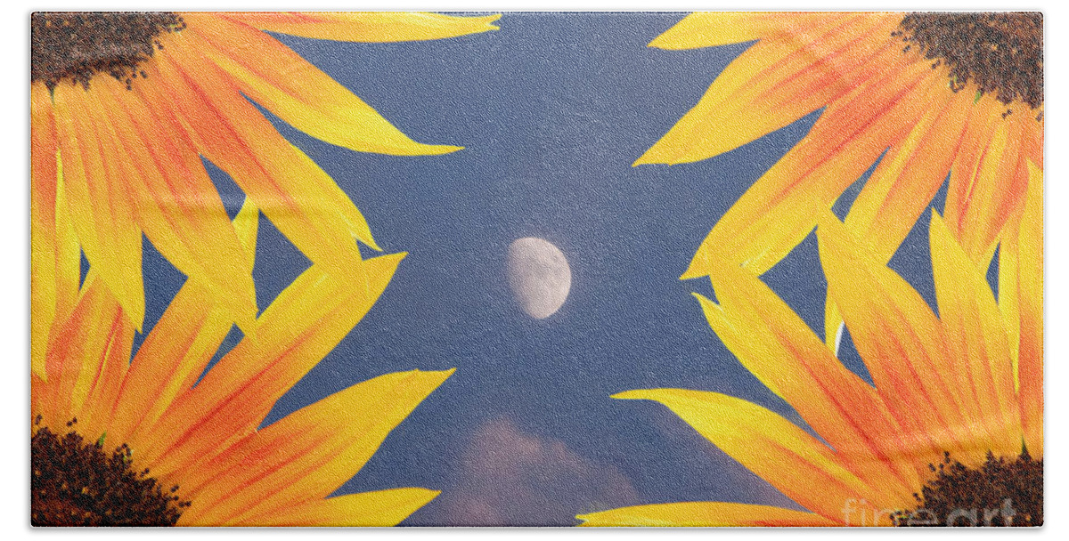 Sunflower Beach Towel featuring the photograph Sunflower Moon by James BO Insogna