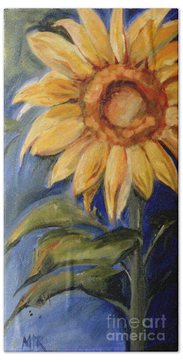 Sunflower Beach Towel featuring the painting Sunflower Oil Painting by Maria Reichert