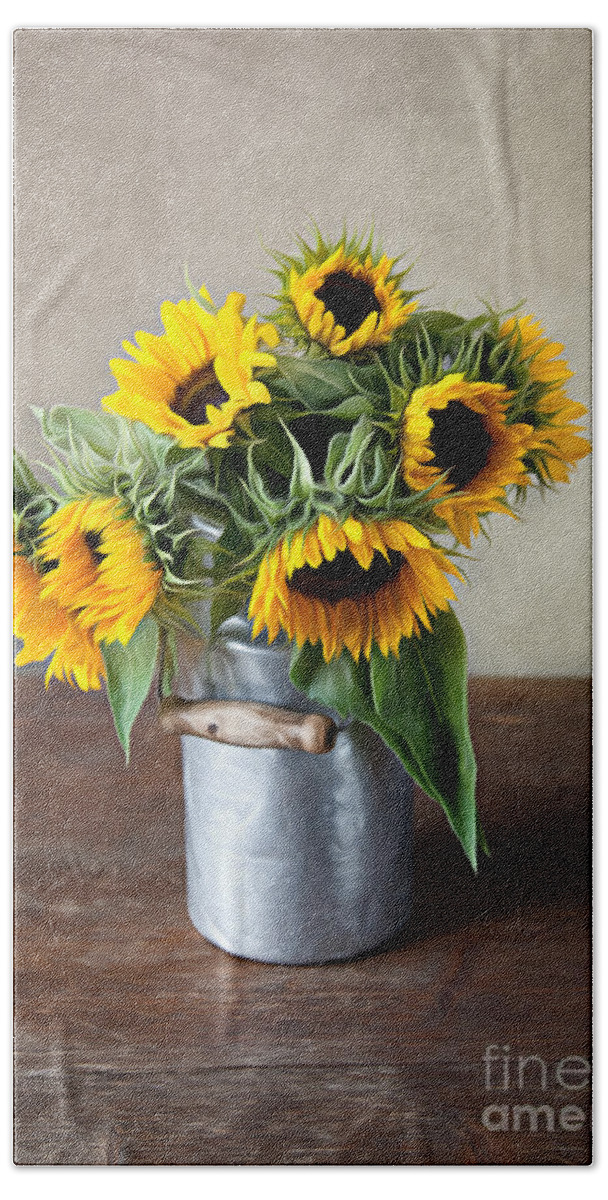 Sunflower Beach Towel featuring the photograph Sunflowers by Nailia Schwarz