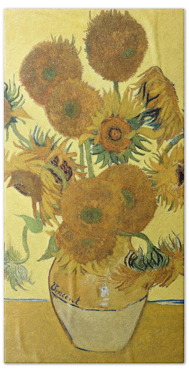 Sunflowers Beach Towel featuring the painting Sunflowers, 1888 by Vincent Van Gogh