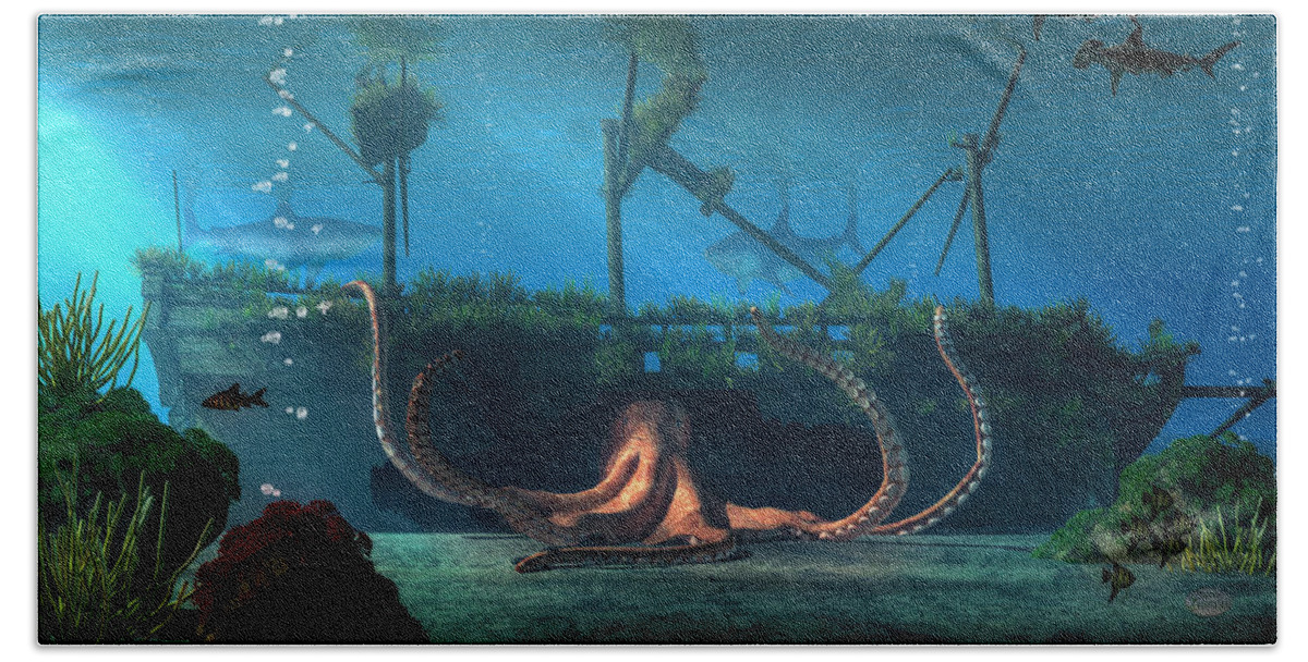 Shipwreck Beach Sheet featuring the digital art Sunken by Daniel Eskridge