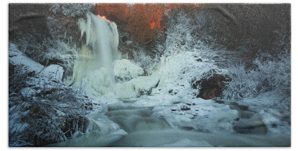 Bitter Beach Towel featuring the photograph Sunlit edge of the Moraine Falls by Jakub Sisak