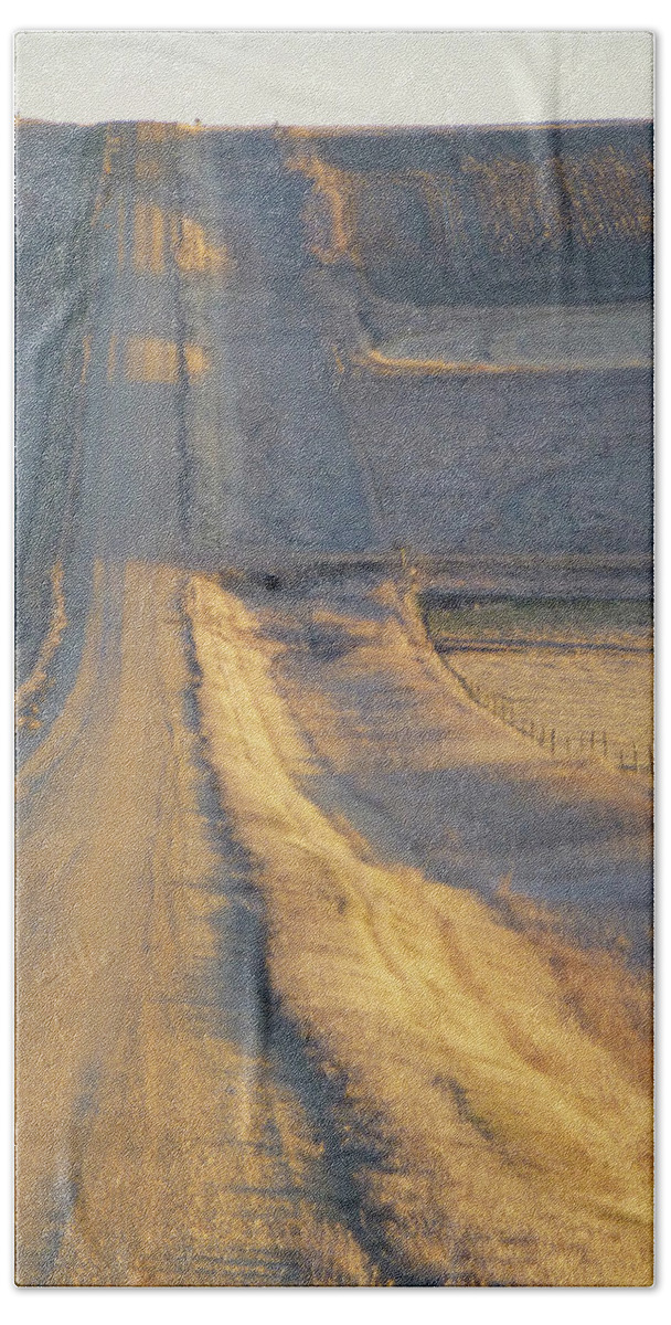 North Dakota Beach Towel featuring the photograph Sunlit Road by Cris Fulton