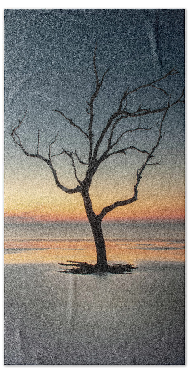 Greg Mimbs Beach Towel featuring the photograph Sunrise And A Driftwood Tree by Greg and Chrystal Mimbs