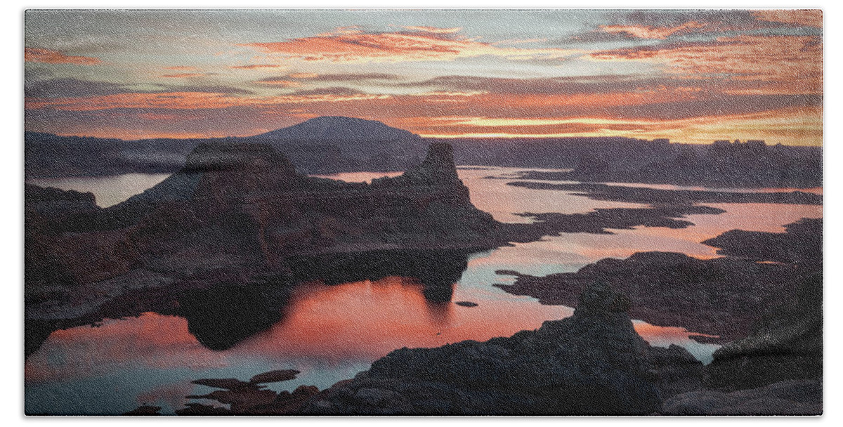 Lake Powell Beach Sheet featuring the photograph Sunrise at Lake Powell by James Udall