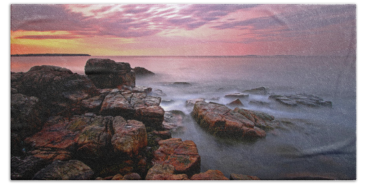 Coastal Maine Beach Towel featuring the photograph Sunrise at Seawall Maine Acadia National Park by Juergen Roth