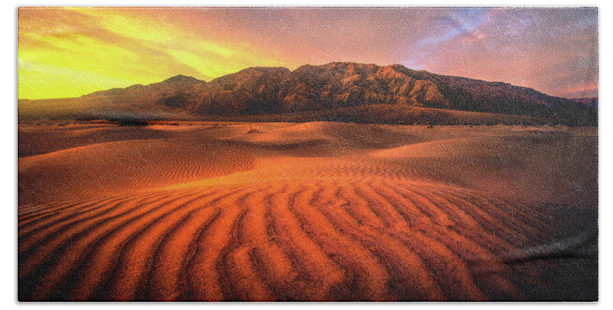 Eastern Sierra Beach Towel featuring the photograph Sunrise-Death Valley by Usha Peddamatham