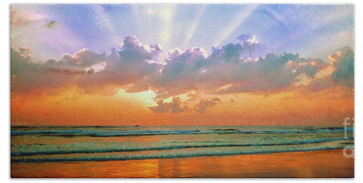 Sunrise Beach Towel featuring the photograph SunRise East Coast FL Daytona Beach by Tom Jelen