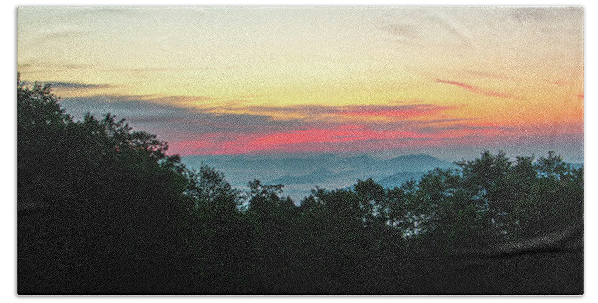 Sunrise Beach Sheet featuring the photograph Sunrise from Maggie Valley August 16 2015 by D K Wall