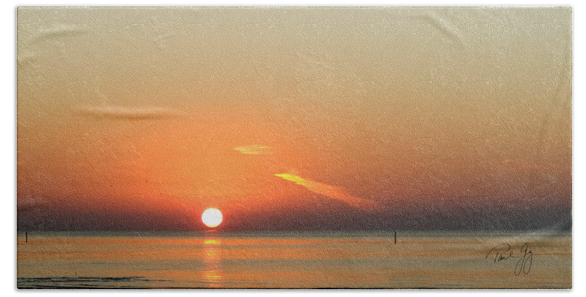 Sun Rise Beach Towel featuring the photograph Sunrise Gulfport Mississippi by Paul Gaj