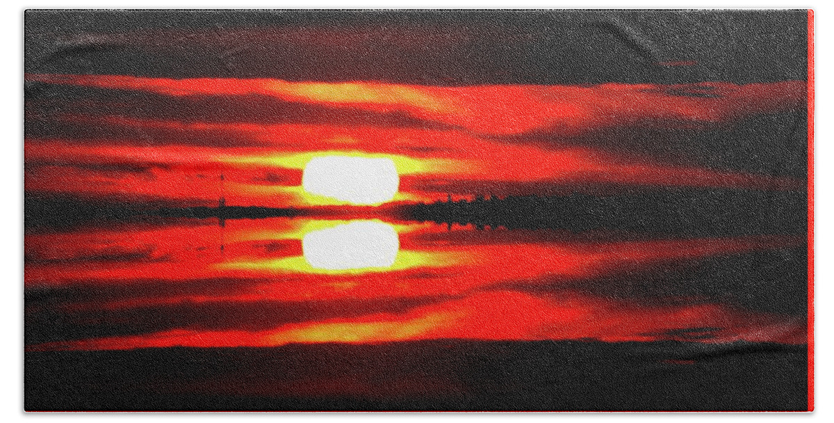 Landscape Beach Towel featuring the digital art Sunrise Second Three by Lyle Crump