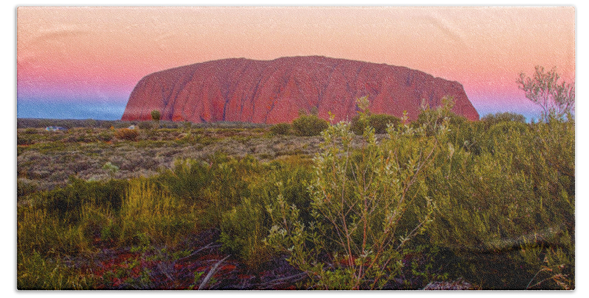 Ayers Rock Beach Sheet featuring the photograph Sunset at Ayers Rock by Venetia Featherstone-Witty